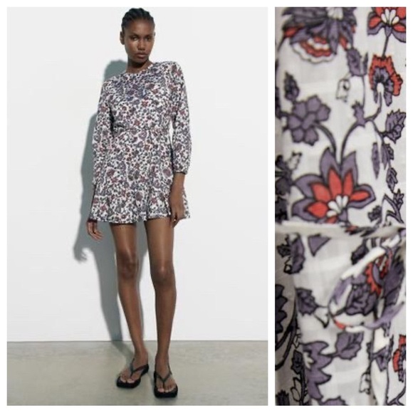 Zara Dresses & Skirts - 🌹NWT. Zara White/Blue Cotton Embroidered Mini Dress. Size M.